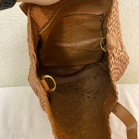 Madewell Woven Leather Transport Tote Bag Crossbody Burnished Caramel Size Med. - Picture 7 of 11